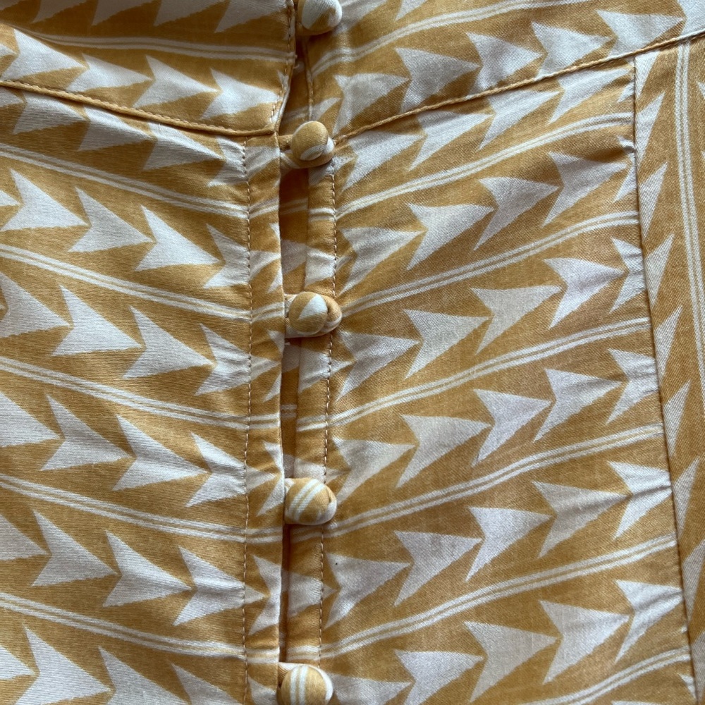 Rip Curl Mustard Geometric Midi Skirt Button Front Surf Resort Boho Size S - Picture 5 of 5